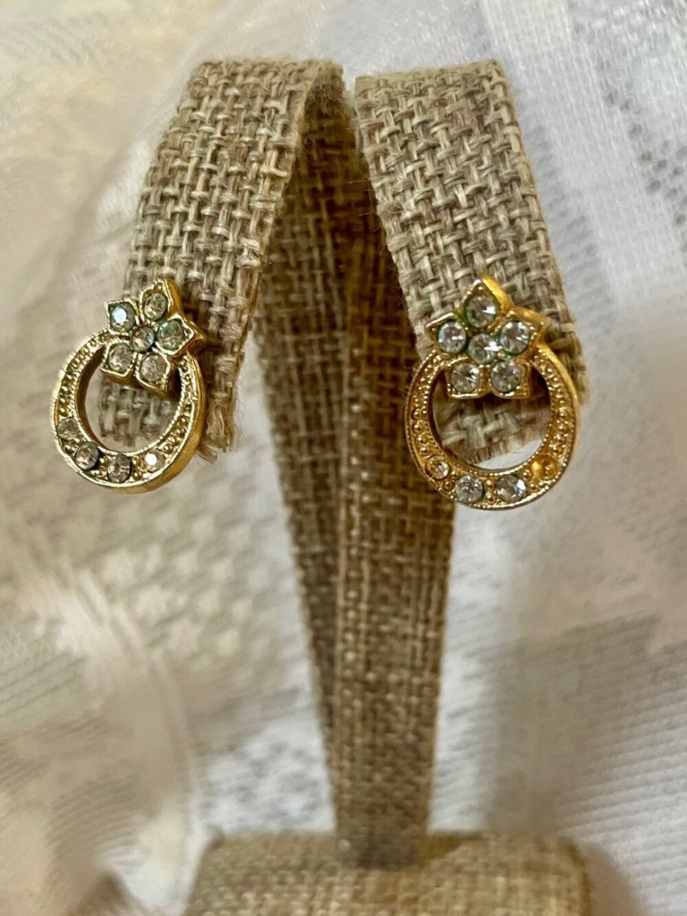 1928 Gold Victorian Revival Floral Earrings